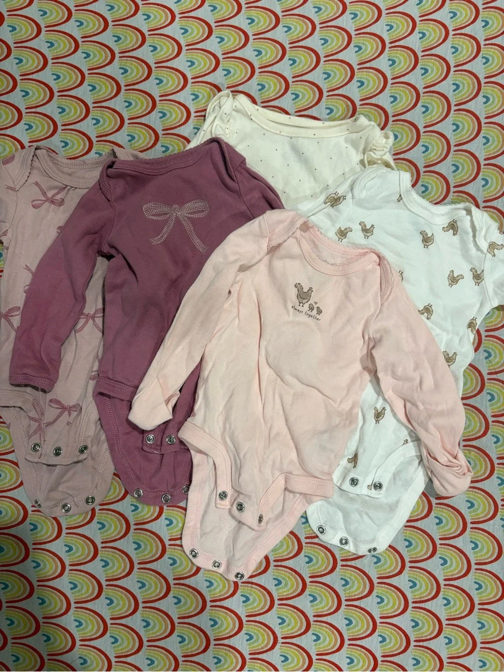 Carter's Long-Sleeve Baby Bodysuit Set - Pink, Mauve & White